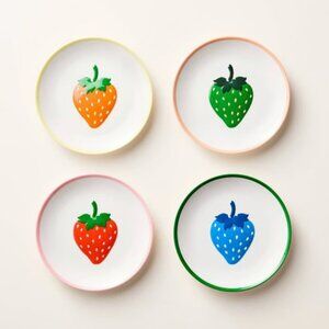 4pc Strawberry Melamine Plate Set Appetizer Fruit Kate Spade x Target NEW NWT